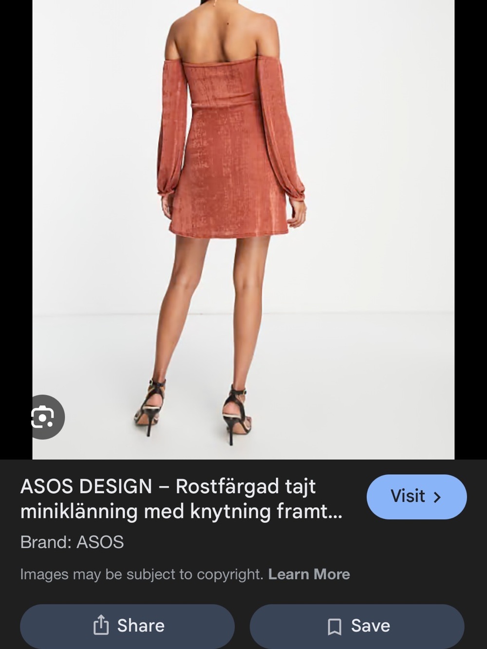 ASOS Rust Tie-Front Off-Shoulder Mini Dress - Picture 2 of 2
